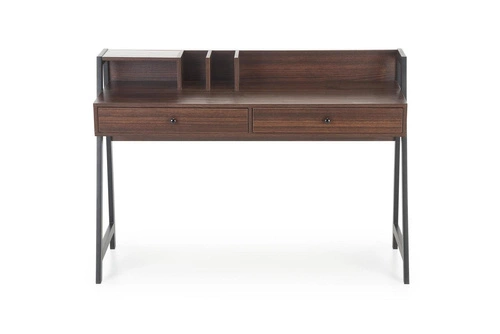 Biurko z nadstawką Surin II orzech nowoczesne do pracy z szufladami industrialne Intesi