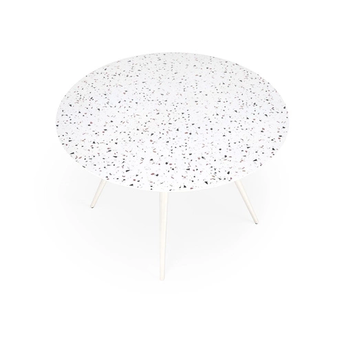 Stół okrągły Reyna 120 cm biały lastryko do jadalni nowoczesny łatwy w czyszczeniu Intesi