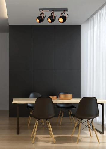 Lampa sufitowa Anica listwa czarny 3x40W  E14 odbłyśnik złoty