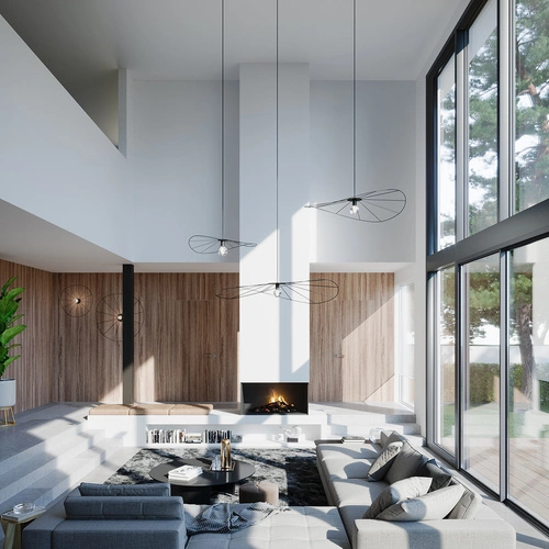 Nowoczesna lampa wisząca ESKOLA 140 czarna metalowa do salonu, jadalni lub nad wyspę