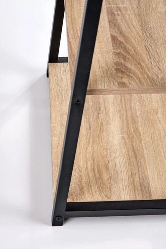 Biurko Womp loftowe do pracy z półkami dąb sonoma czarne nowoczesne 120x60 cm Intesi