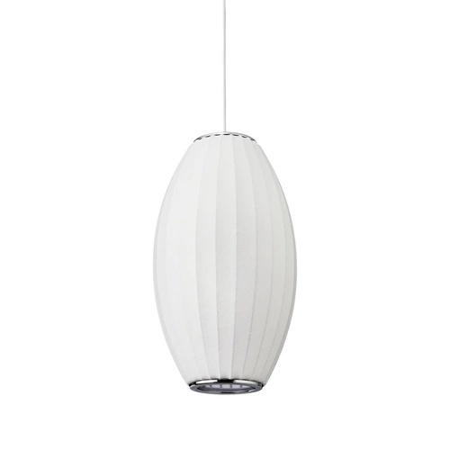 Lampa wisząca SILK BARREL biała 50 cm nowoczesna regulowana do salonu i jadalni