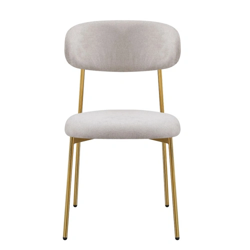 Krzesło Nola beżowe welurowe na złotych nogach do jadalni i salonu