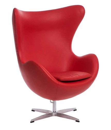 Fotel uszak Jajo Egg D2.DESIGN czerwony skórzany obrotowy z funkcją kołyski do salonu