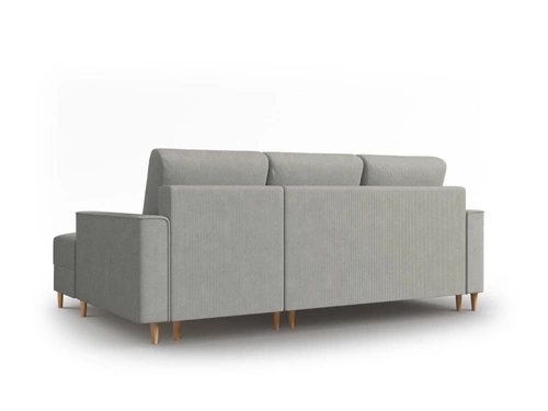 Narożnik z funkcją spania Cartadera Light Grey Corduroy Prawostronna kolor nóg naturalny