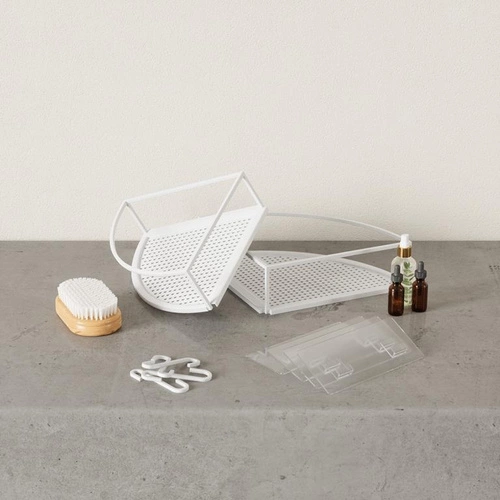 Zestaw półek łazienkowych narożnych Cubiko Umbra białe metalowe wiszące bez wiercenia