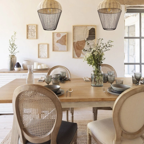 Komoda biała Olbia 110 cm prowansalska z naturalnym blatem drewnianym do salonu Atmosphera