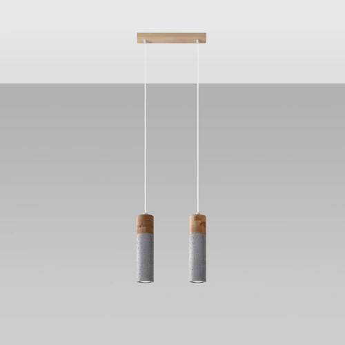 Lampa wisząca ZANE 2 szara nowoczesna betonowo-drewniana do kuchni lub nad wyspę