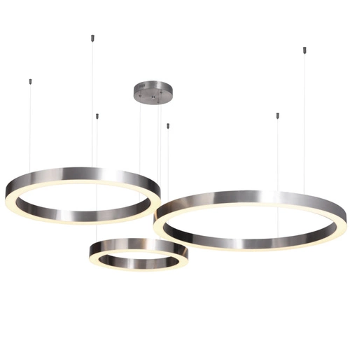 Lampa sufitowa LED Circle 3-punktowa nikiel regulowana do salonu i nad wyspę 