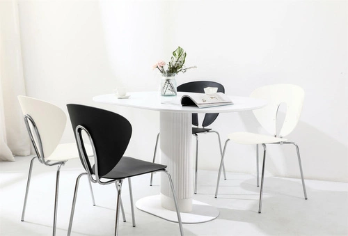 Stół do jadalni Maxim biały owalny nowoczesny na jednej nodze 120x70 cm Intesi