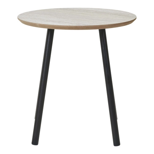 Stolik pomocniczy Aalst 40cm trawertyn/  czarny