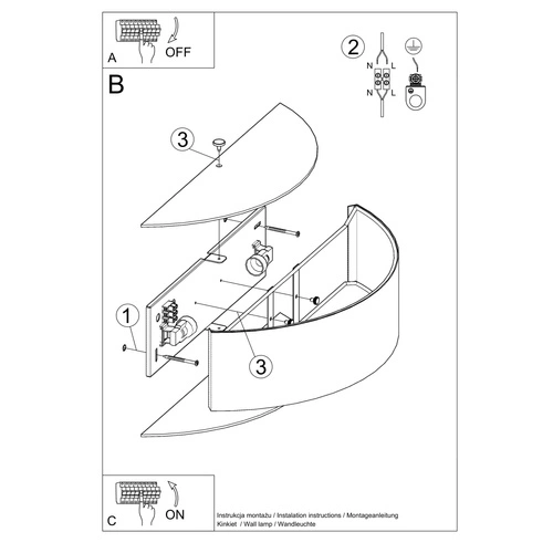 Kinkiet ścienny Skala biały nowoczesny do salonu i sypialni tkanina szkło Sollux Lighting