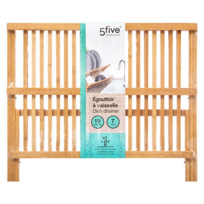 Ociekacz do naczyń bambusowy na blat skrzyżowany 5five simply smart składany naturalny