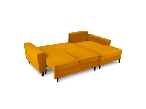 Narożnik z funkcją spania Moghan Yellow Corduroy Prawostronna kolor nóg czarny