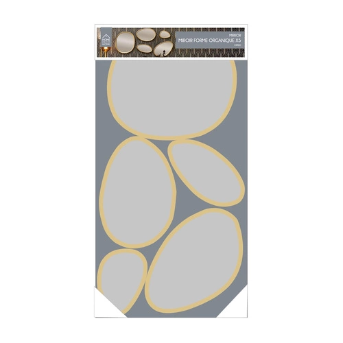 Zestaw 5 owalnych luster dekoracyjnych Organic Shape w złotej ramie do salonu Intesi
