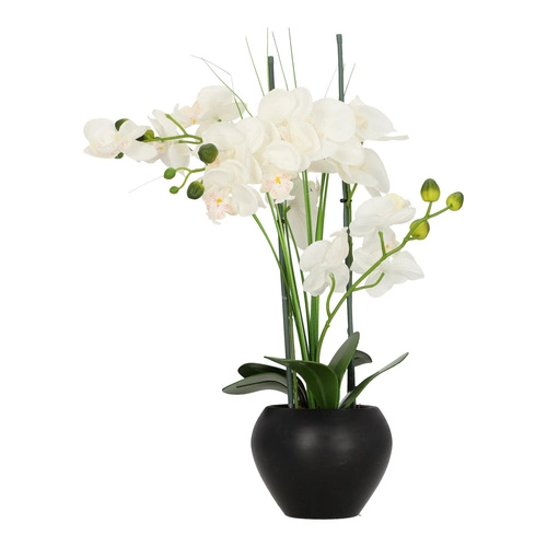 Sztuczny storczyk Atmosphera biały nowoczesny do salonu 53 cm jak żywy w doniczce