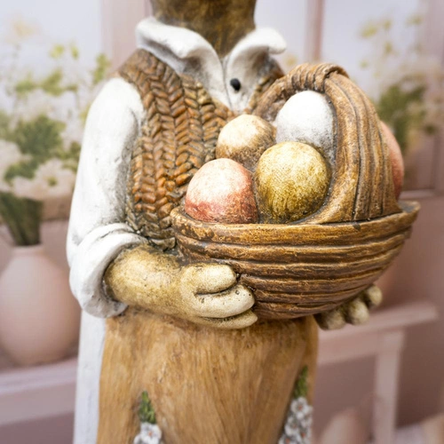 Intesi figurka wielkanocna zając wysoki z koszem żółty 80cm dekoracja do salonu lub jadalni