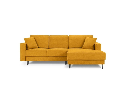 Narożnik z funkcją spania Dunas Yellow Structured Fabric Prawostronna kolor nóg czarny