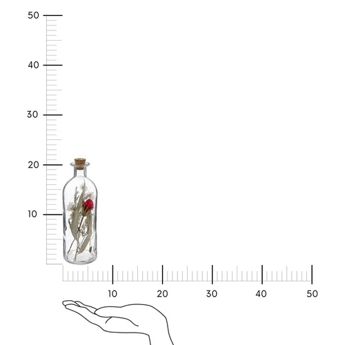 Butelka z suszonymi kwiatami 7x21 cm czerwona róża