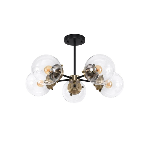 Lampa sufitowa Lens czarna szklana 5-punktowa do salonu i jadalni CANDELLUX