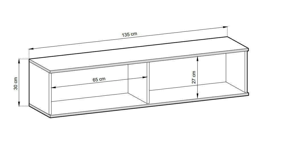 Szafka RTV wisząca Hollar 135 cm biała nowoczesna do salonu z półkami Intesi