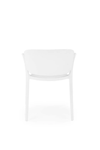 Krzesło Nadine białe do jadalni i ogrodu z tworzywa, nowoczesne, sztaplowane, z podłokietnikami