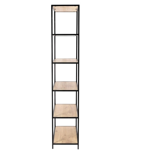 Regał na książki Seaford IV nowoczesny loftowy do salonu 77 cm dąb i czarny metal Intesi