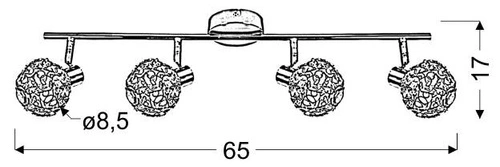Lampa sufitowa Collar nowoczesna chromowana regulowana 4-punktowa do salonu i sypialni