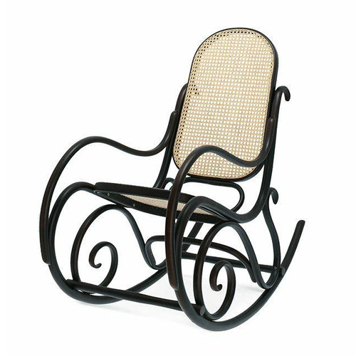 Fotel bujany Fameg retro z plecionki do salonu drewniany na biegunach wersja standard