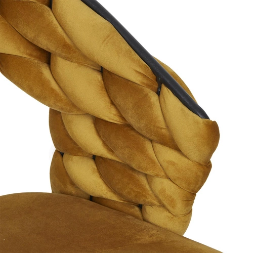 Krzesło tapicerowane welurowe Sawyer musztardowe z podłokietnikami do jadalni i salonu Intesi