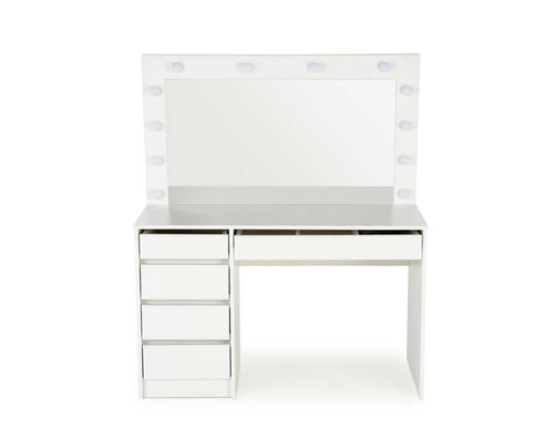 Nowoczesna toaletka z lustrem LED Sybilla XL biała do makijażu z szufladami do sypialni Intesi