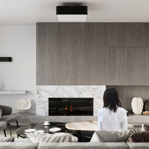 Plafon kwadratowy czarny Lokko 45 cm nowoczesny do salonu, sypialni lub kuchni Sollux