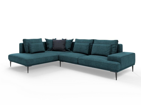 Narożnik z funkcją spania Liege Turquoise, Dark Blue,  Structured Fabric, Structured Fabric,  lewostronny