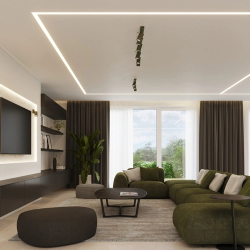 Plafon sufitowy nowoczesny RING 2 zielony oliwkowy stalowy do salonu i sypialni SOLLUX