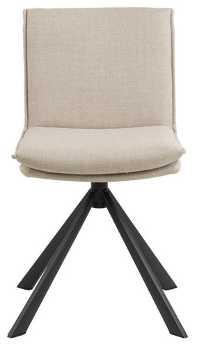 Krzesło tapicerowane Flynn beżowe obrotowe do jadalni i salonu nowoczesne na czarnych nogach