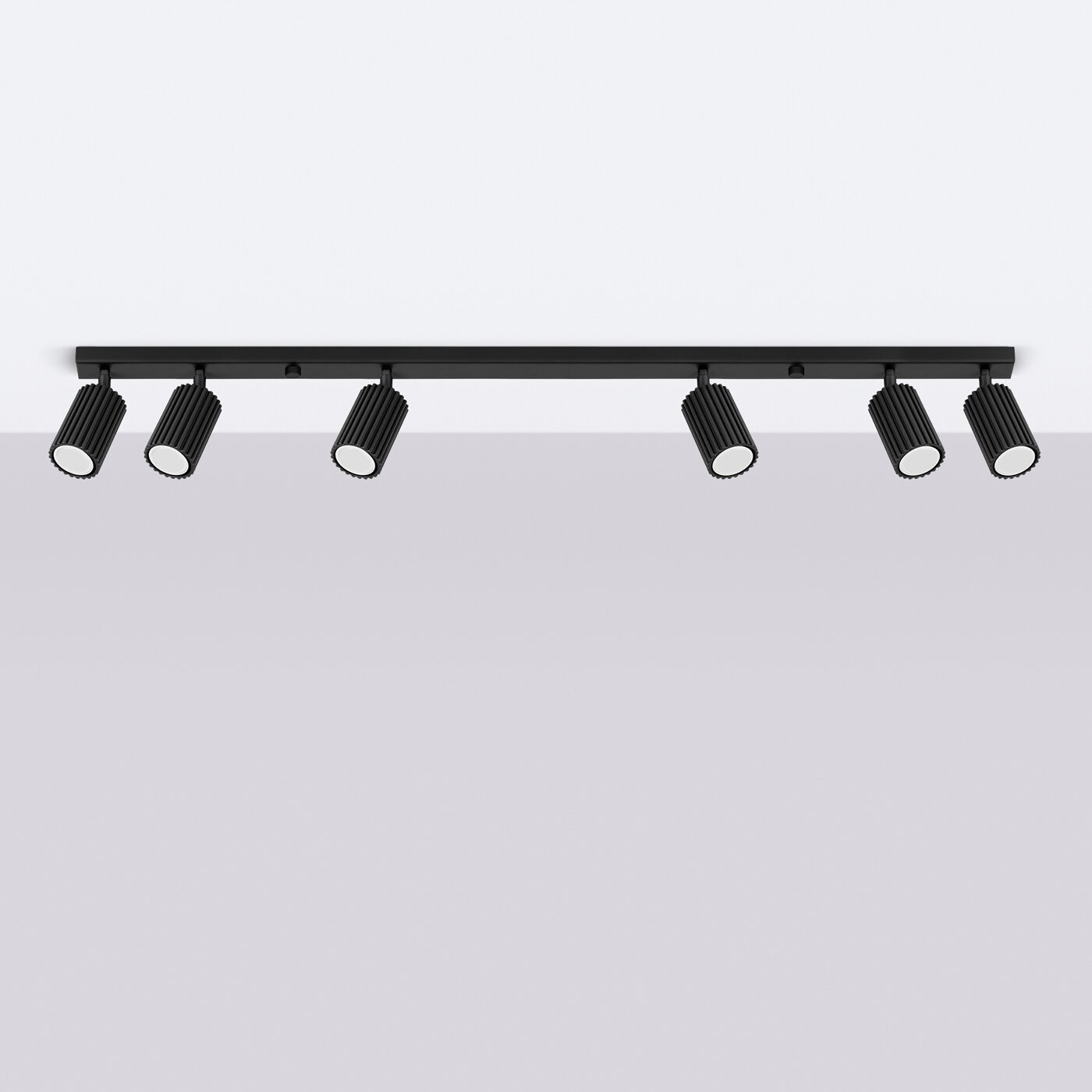 Plafon sufitowy KARBON 6L czarny nowoczesny regulowany do salonu i sypialni aluminium