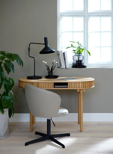 Biurko Carno dębowe nowoczesne do pracy 120 cm owalne UNIQUE