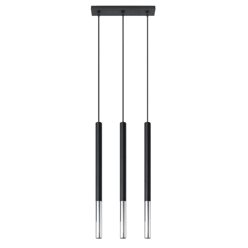 Lampa wisząca Mozaica 3-punktowa czarna chrom nowoczesna do salonu lub nad wyspę