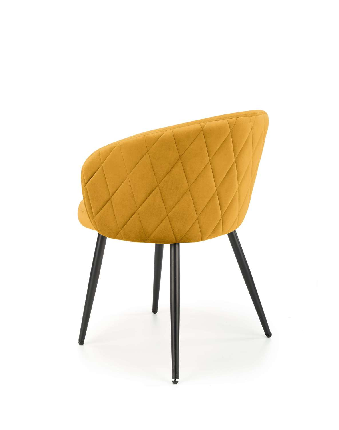 Krzesło tapicerowane Claude musztardowe welurowe z podłokietnikami do jadalni nowoczesne