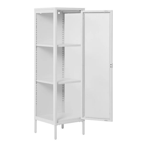 Witryna szklana Brisbane biała nowoczesna na książki i alkohol do salonu Intesi 140 cm