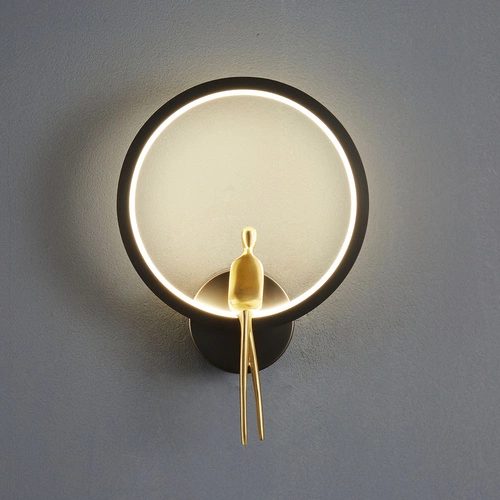 Kinkiet ścienny LED AMICI RING Step into Design czarno-złoty glamour do salonu 27 cm