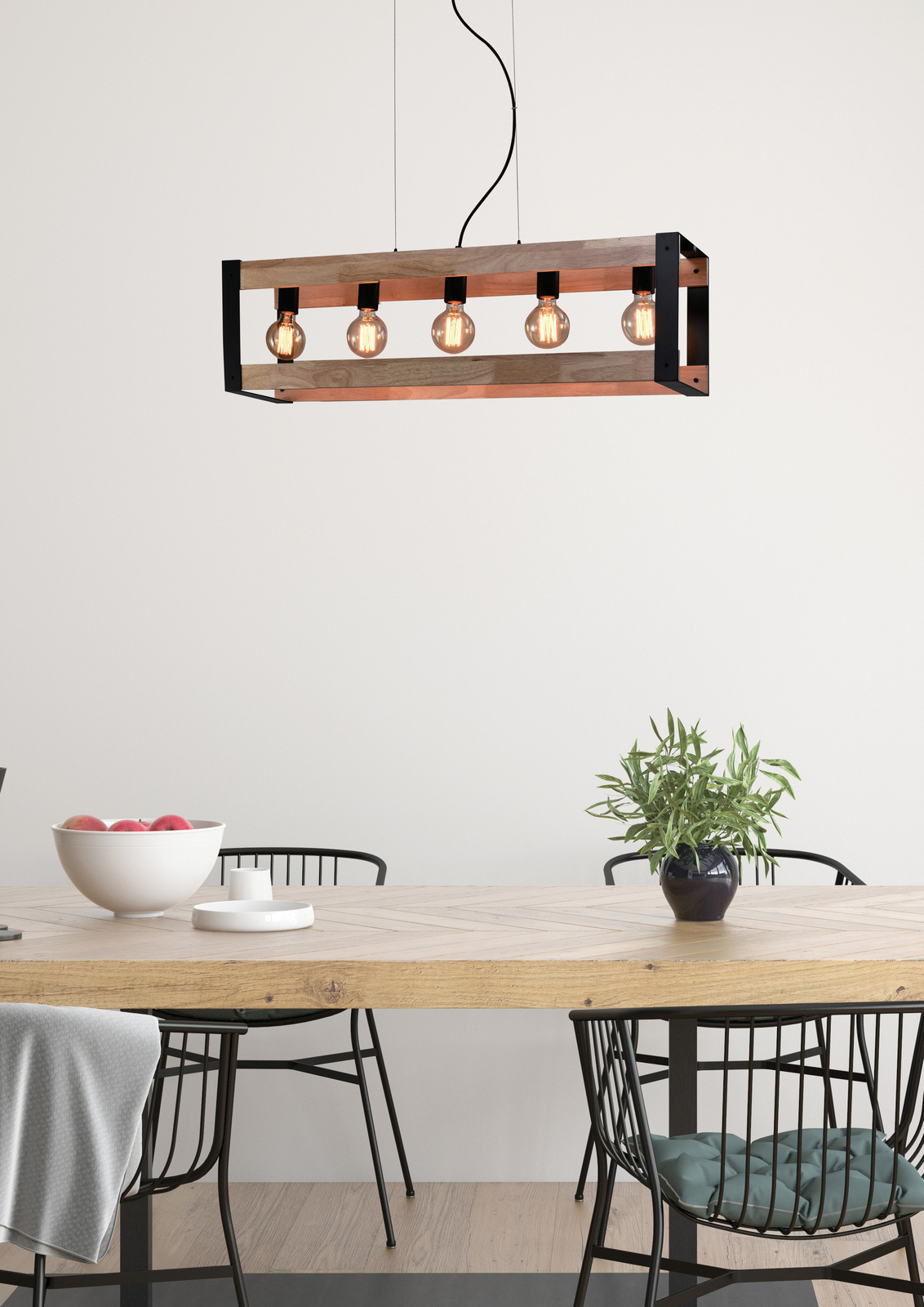 Lampa wisząca Varna czarny 5x40W E27 klosz czarny