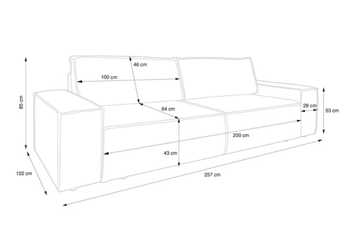 Sofa rozkładana Molde sztruks szary z pojemnikiem do salonu styl skandynawski