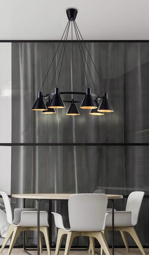 Lampa wisząca More 7-punktowa czarna nowoczesna do salonu i nad stół regulowana