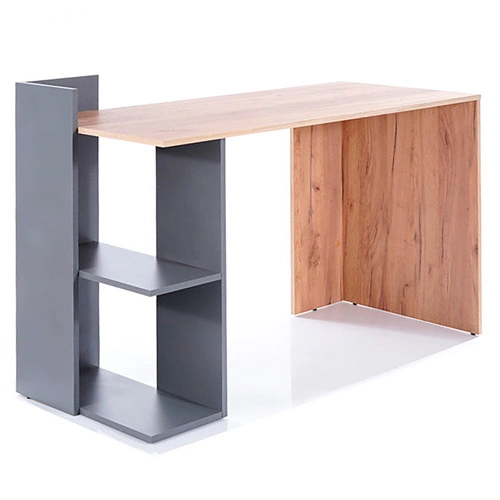 Biurko do pracy Garos nowoczesne skandynawskie z półkami 122 cm dąb wotan/antracyt Intesi
