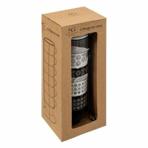 Zestaw 6 kubków ceramicznych Ethnik 260 ml do kawy i herbaty elegancki szary 5five