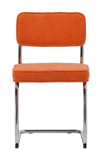 Krzesło tapicerowane sztruksowe Tepper pomarańczowe nowoczesne do jadalni i salonu