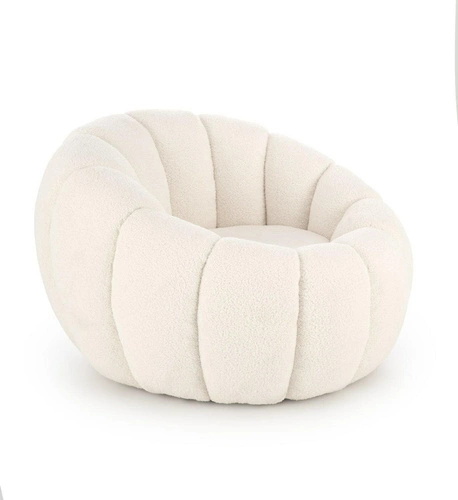 Fotel wypoczynkowy Zitra boucle beżowy do salonu nowoczesny przytulny fotel relaksacyjny