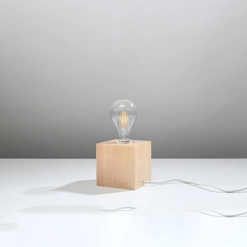 Lampka biurkowa z naturalnego drewna Ariz Sollux nowoczesna lampa na biurko do sypialni