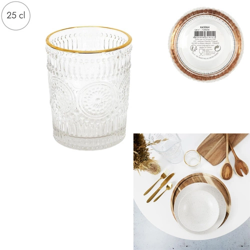 Szklanka Lisere glamour ze złotym brzegiem Intesi 250 ml do napojów i na prezent